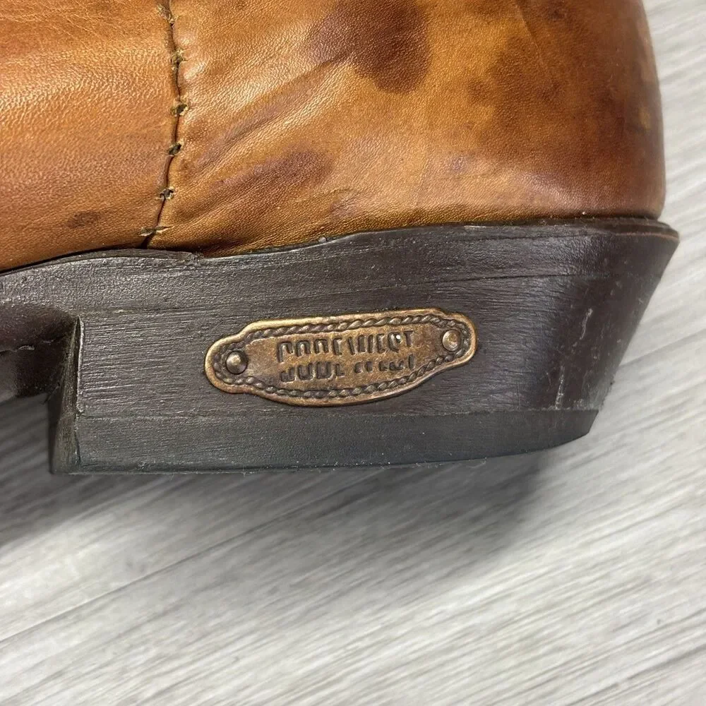Vintage Code West Men’s 7 Brown Leather Cowboy Boots Almond Toe Western 90s 80s